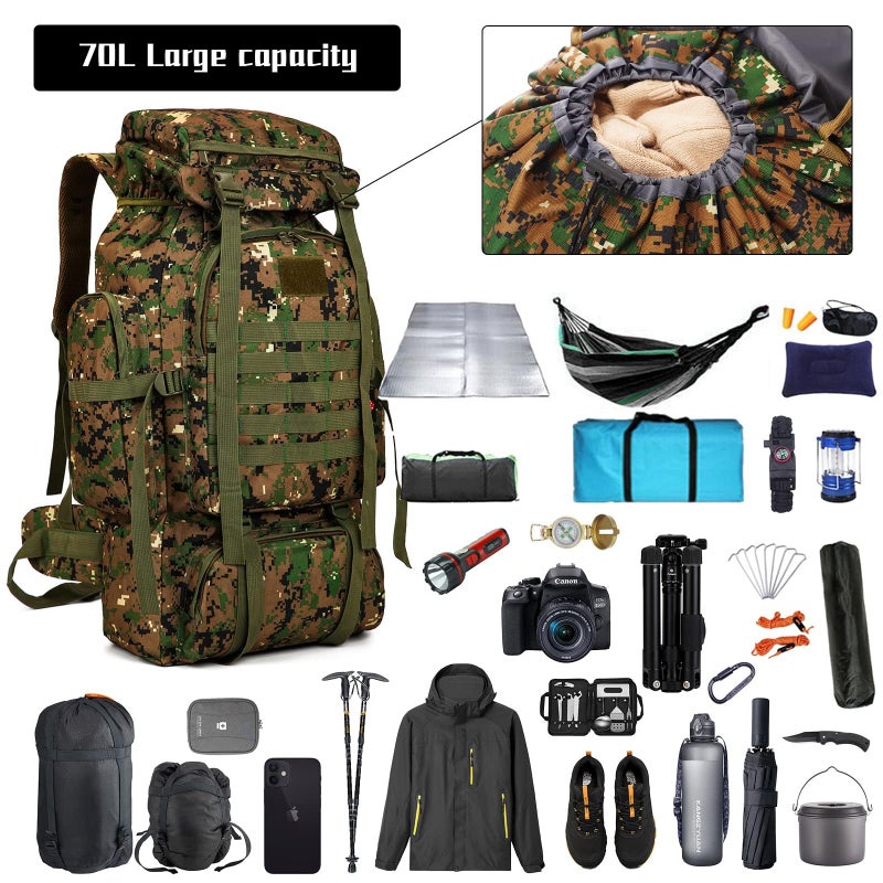 W WINTMING Hiking Backpack for Men 70L/100L Camping Backpack Military Rucksack Molle 3 Days Assault Pack for Climbing - Image 3